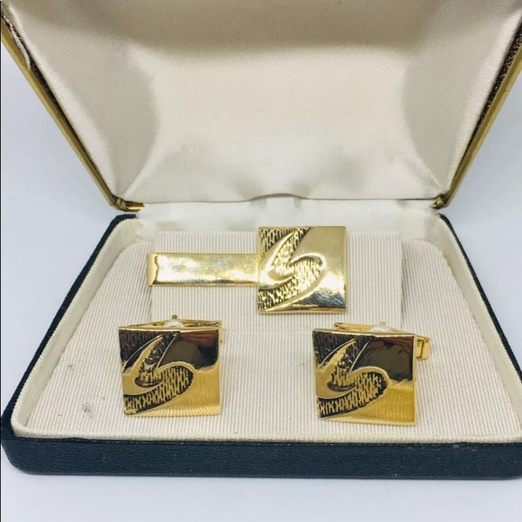 unbranded Other - Tie bar cufflink set with box vintage men’s “S”